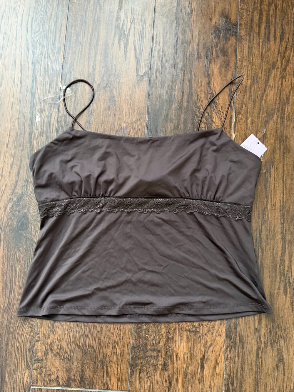 Wild Fable Espresso Brown Lace Trim Camisole Spaghetti Strap Top Size M NEW